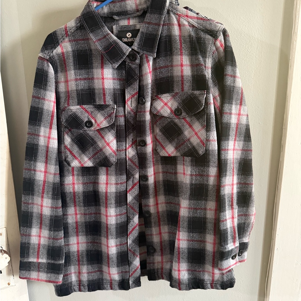 Downwind Women's Plaid Button Down Shirt - Black and Red
